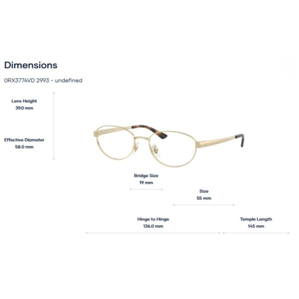 Gọng Kính Oval RayBan 0RX3774VD - Tem Chính Hãng Luxottica