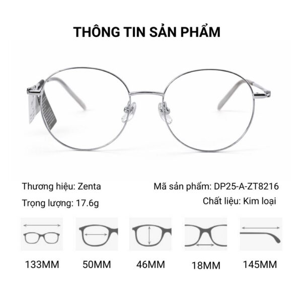 Zenta DP25-A-ZT8216 Gọng Kính Tròn Titanium – Chính Hãng