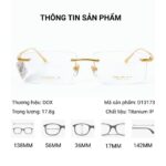 DOX D13173 – Kính Không Gọng Chữ Nhật Titanium IP Mạ Vàng 18K Chính Hãng