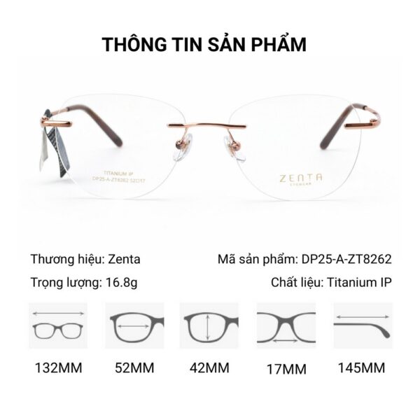 Zenta DP25-A-ZT8262 Kính Không Gọng Titanium – Chính Hãng