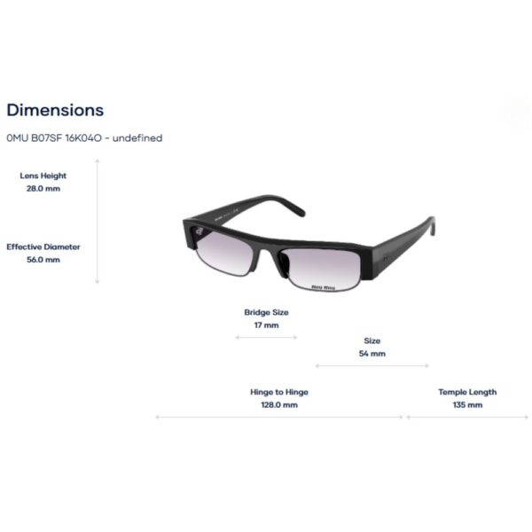 Miu Miu 0MU B07SF Kính Mát Nửa Khung Chữ Nhật – Tem Chính Hãng Luxottica