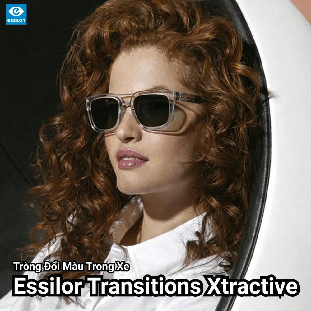 Essilor Transitions XTRActive Gen-S Tròng Kính Đổi Màu Trong Xe Váng Phủ Crizal Rock