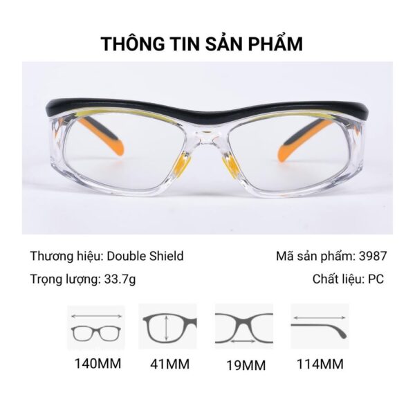 Kính Bảo Hộ Double Shield 3987 Chính Hãng, Lắp Được Tròng Có Độ