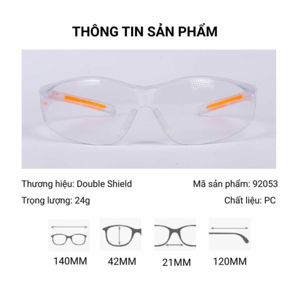 Kính bảo hộ Double Shield 92053 Chính Hãng, Lắp Được Tròng Có Độ