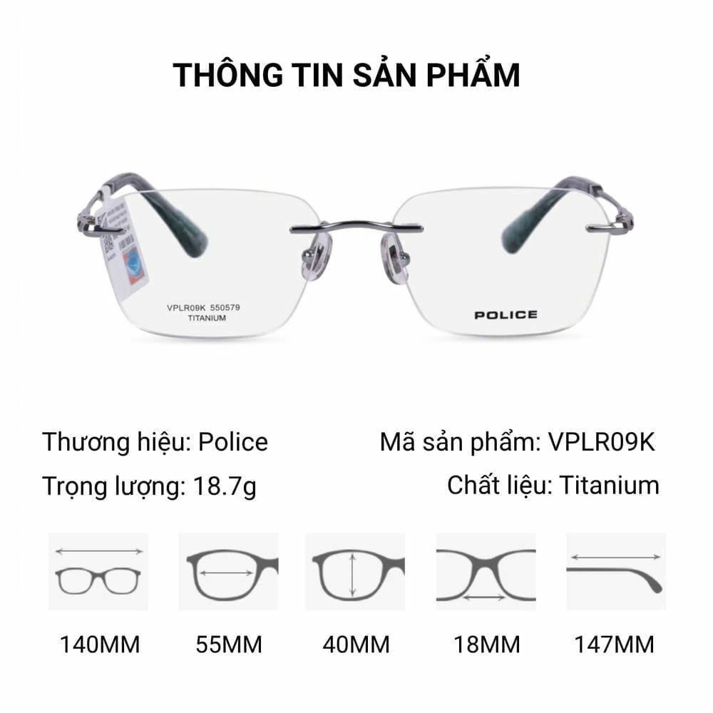 Kính Không Gọng Police VPLR09K - Tem Chính Hãng 101