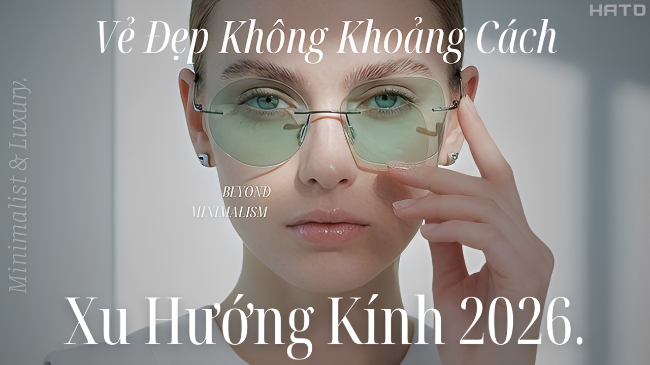 Gọng kính không viền xu hướng 2026 với thiết kế tối giản hiện đại