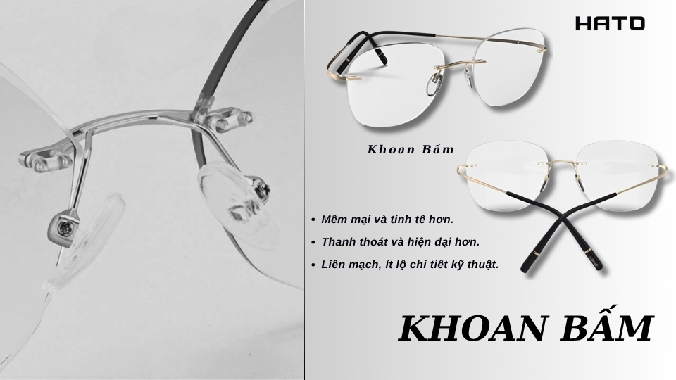 Phân biệt kính không viền khoan bấm và khoan vặn qua chi tiết cấu trúc khoan bấm