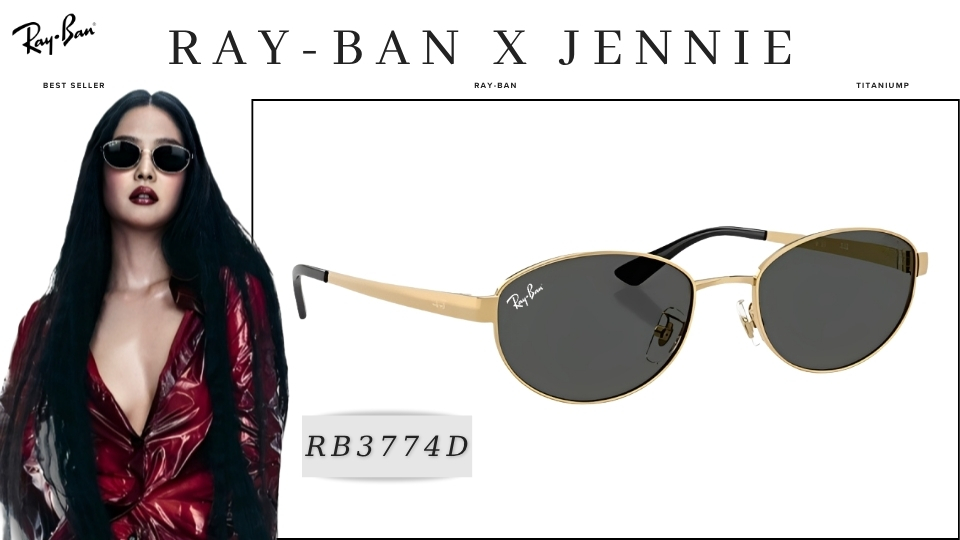Kính Ray-Ban x Jennie RB3774D Optics màu light gold