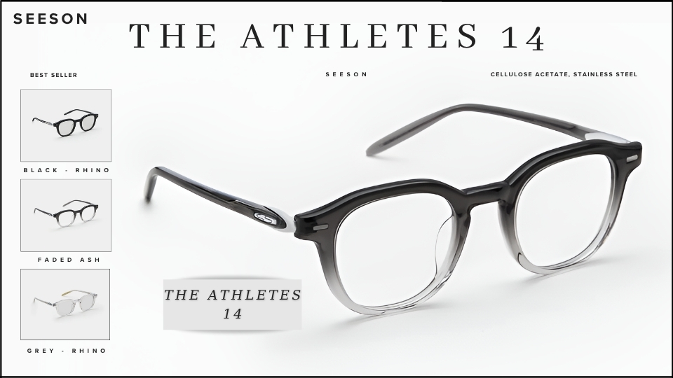 Kính THE ATHLETES 14 SEESON nổi bật với đường nét mạnh mẽ, hiện đại và đậm chất thành thị.