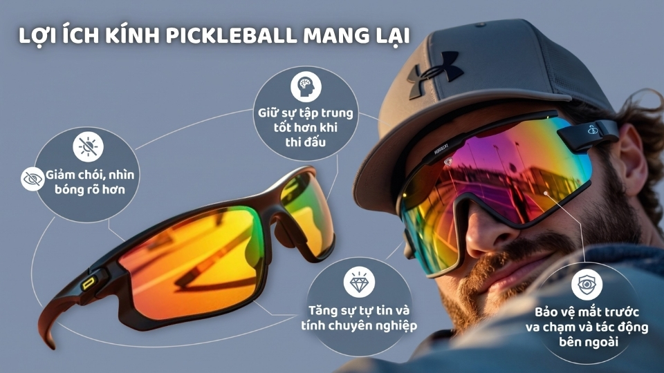Tròng kính pickleball chống chói cho sân ngoài trời