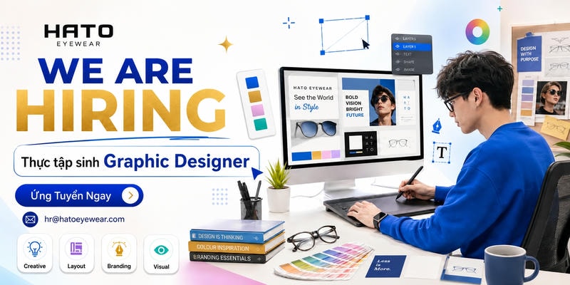 Có Mộc, Có Việc Thật: Hato Eyewear Tìm kiếm Graphic Design Intern
