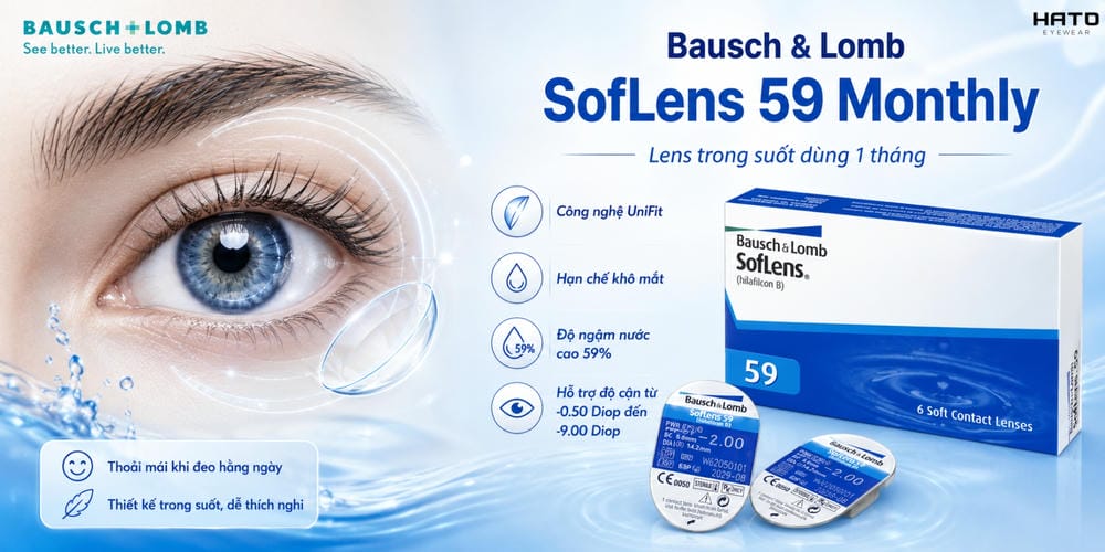 Bausch & Lomb Soflens 59 Monthly – Kính Áp Tròng Chính Hãng Cho Đôi Mắt Tự Nhiên