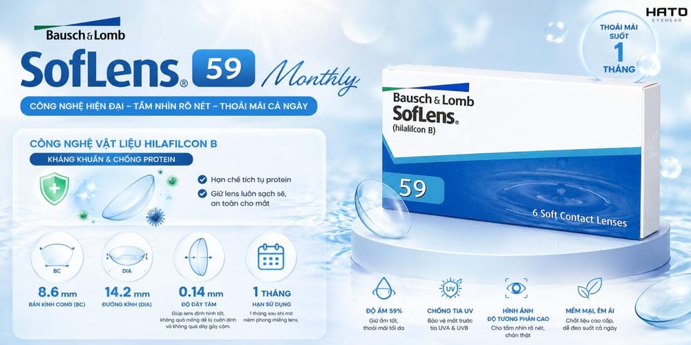 Bausch & Lomb Soflens 59 Monthly – Kính Áp Tròng Chính Hãng Cho Đôi Mắt Tự Nhiên