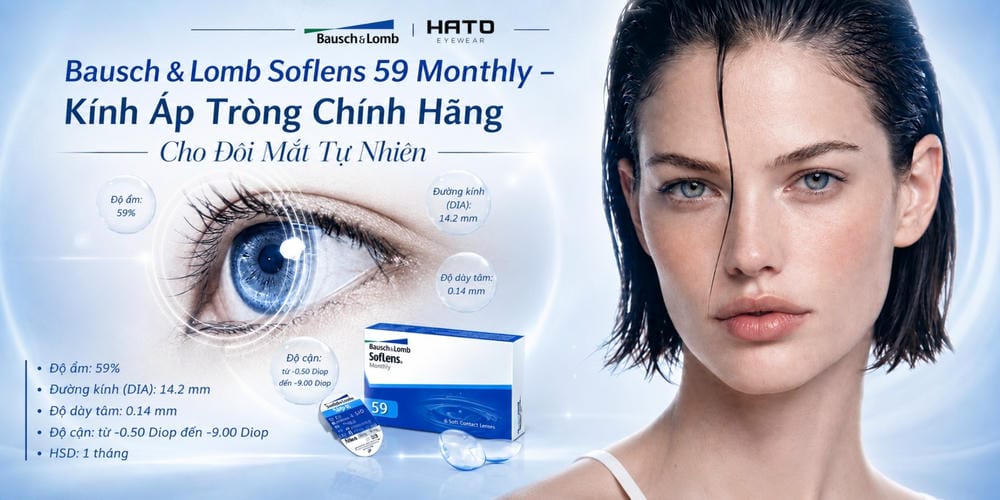 Bausch & Lomb Soflens 59 Monthly – Kính Áp Tròng Chính Hãng Cho Đôi Mắt Tự Nhiên