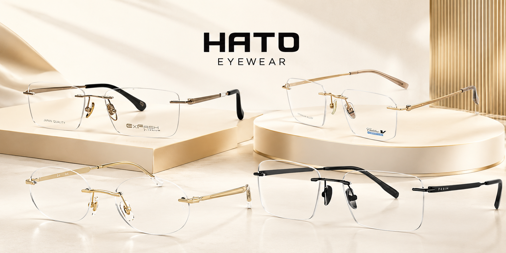Bộ sưu tập kính không gọng titanium cao cấp tại HATO Eyewear