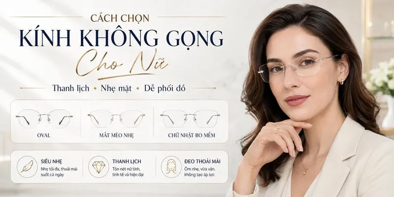 Cách chọn kính không gọng cho nữ thanh lịch nhẹ mặt và dễ phối đồ