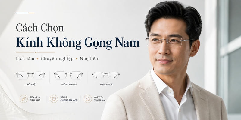 Cách chọn kính không gọng nam lịch lãm, chuyên nghiệp và nhẹ bền
