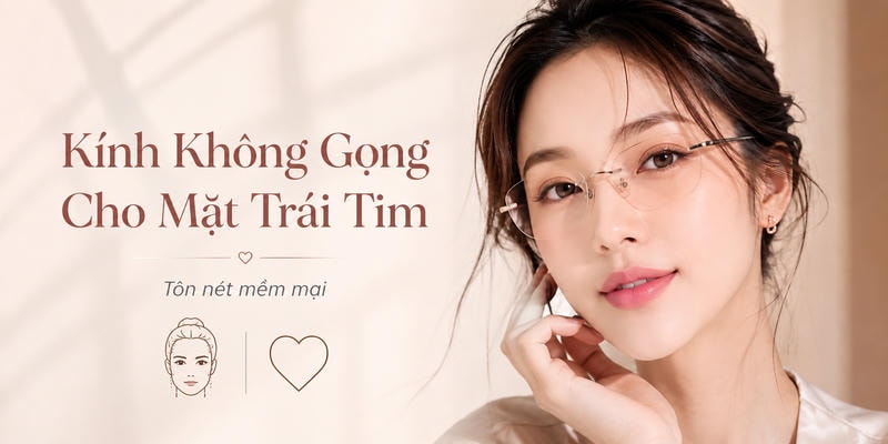 Kính không gọng cho mặt trái tim tôn nét mềm mại và thanh thoát
