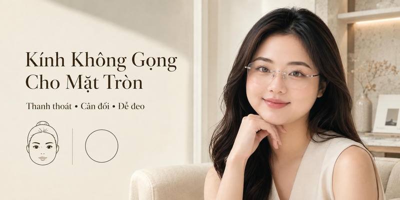 Kính không gọng cho mặt tròn giúp gương mặt thanh thoát và cân đối hơn