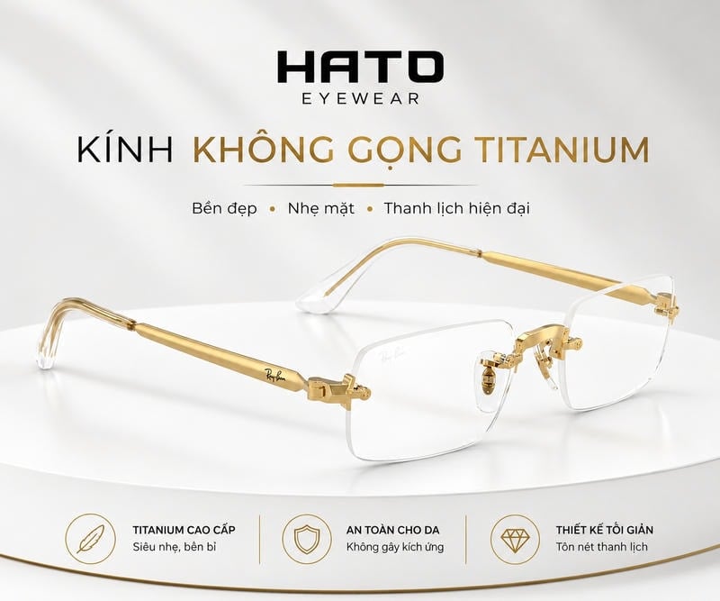 Kính không gọng titanium bền đẹp và nhẹ mặt