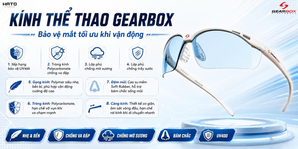 Kính Gearbox Pickleball Có Gì Đặc Biệt? Bảo Vệ Mắt Khi Thi Đấu