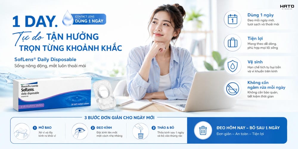 Kính áp tròng Bausch & Lomb Soflen Daily Disposable – Lens 1 Ngày Chính Hãng