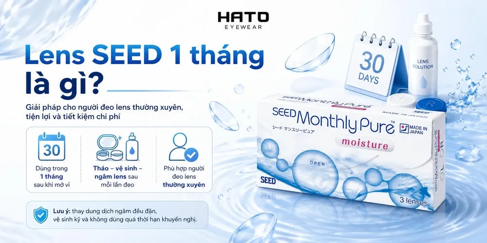 Lens SEED 1 tháng Monthly Pure Moisture chính hãng Nhật Bản, giải pháp kính áp tròng dùng 1 tháng tiện lợi, tiết kiệm chi phí, phù hợp cho người đeo lens thường xuyên.