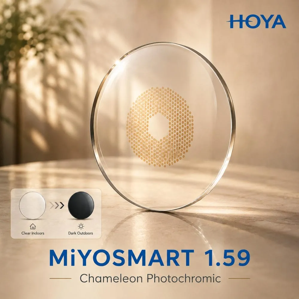 HOYA MiYOSMART 1.59 Chameleon Photochromic Tròng Kính Đổi Màu Kiểm Soát Cận Thị Trẻ Em - Chính Hãng