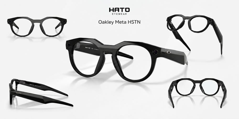 Hình ảnh kính thông minh Oakley Meta HSTN với nhiều góc nhìn sản phẩm, phù hợp cho người cận thị yêu thích phong cách thể thao, công nghệ và hoạt động ngoài trời.