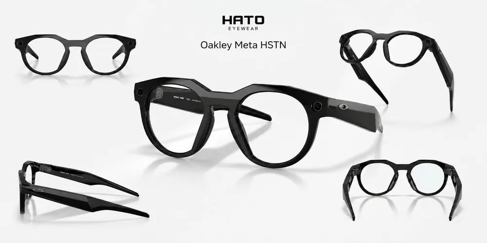 Hình ảnh kính thông minh Oakley Meta HSTN với nhiều góc nhìn sản phẩm, phù hợp cho người cận thị yêu thích phong cách thể thao, công nghệ và hoạt động ngoài trời.