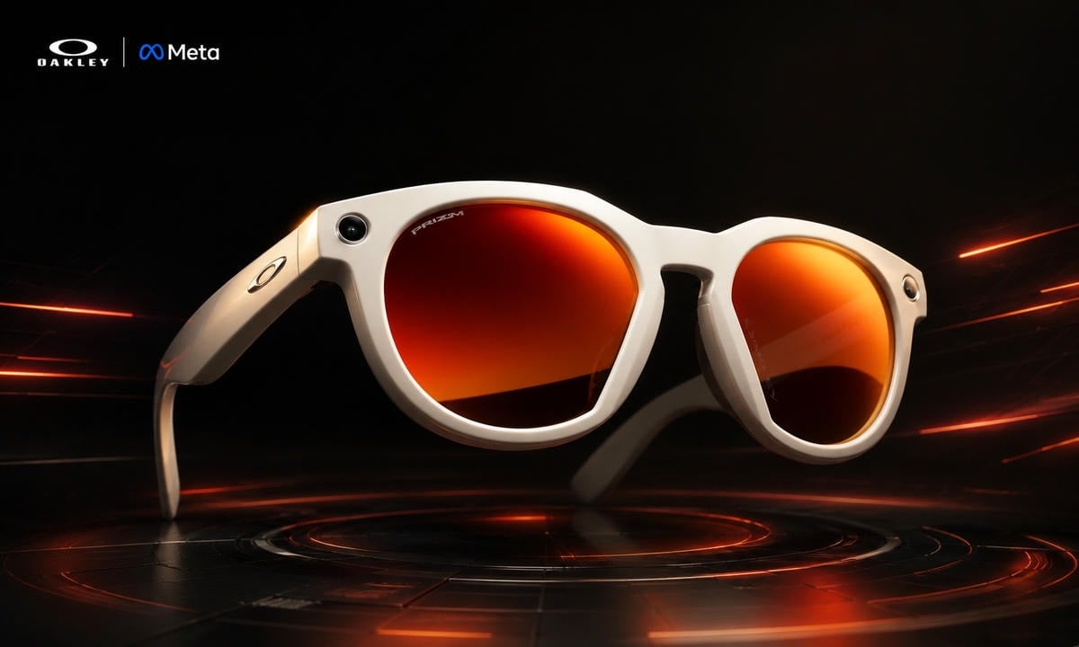 Hình ảnh kính thông minh Oakley Meta với thiết kế thể thao, tròng Prizm nổi bật, tích hợp camera và công nghệ Meta AI, phù hợp cho người yêu vận động và phong cách hiện đại.