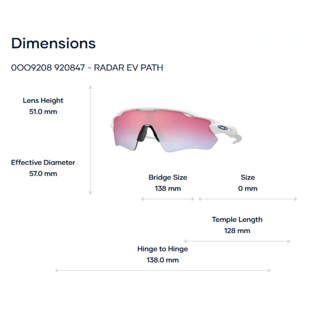 Oakley Radar Ev Path 0OO9208 Kính Mát Thể Thao Nửa Khung - Tem Chính Hãng Luxottica