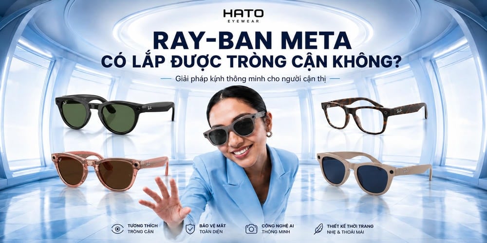 Ảnh minh họa Ray-Ban Meta có lắp được tròng cận không, giới thiệu các mẫu kính thông minh phù hợp cho người cận thị tại Hato Eyewear.