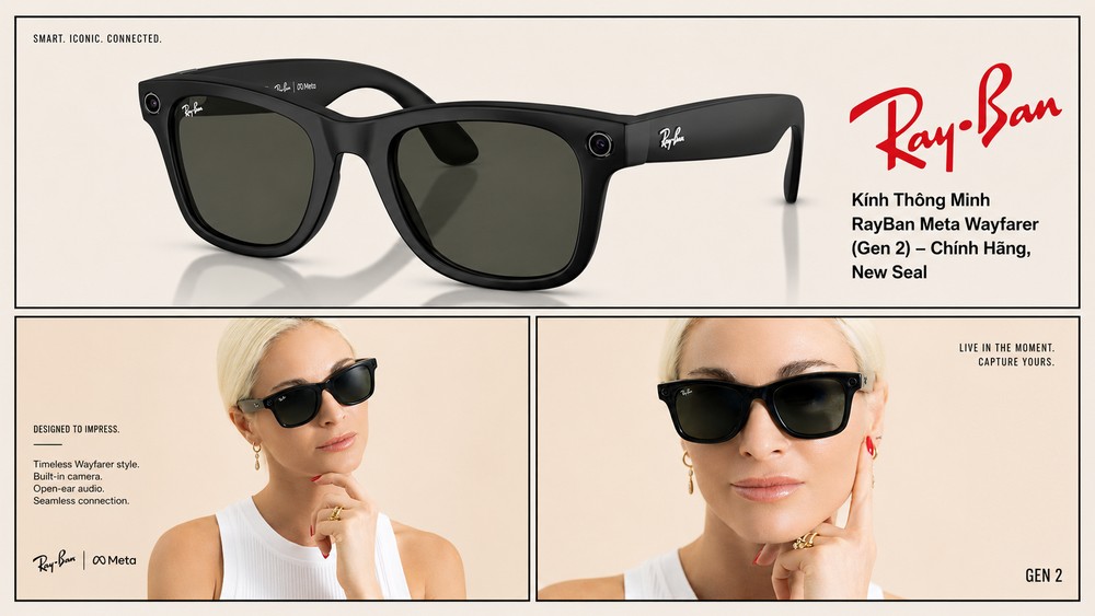 Ray-Ban Meta Wayfarer Gen 2 kiểu dáng vuông cổ điển
