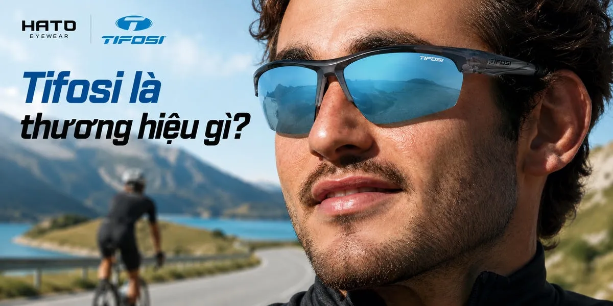 Banner giới thiệu thương hiệu kính thể thao Tifosi chính hãng tại Hato Eyewear, phù hợp cho chạy bộ, đạp xe, golf và hoạt động ngoài trời.
