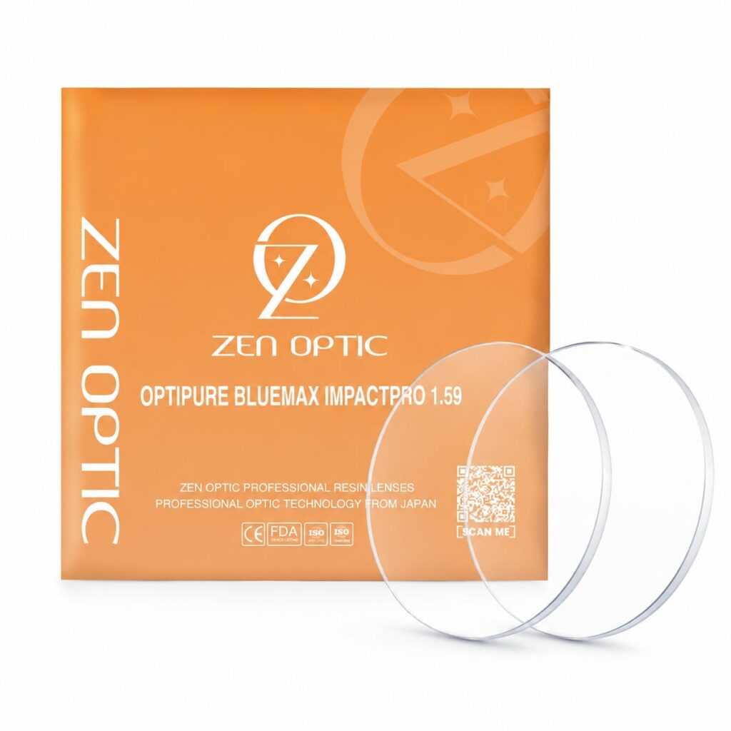 Tròng kính Zen Optic Optipure Bluemax Impactpro 1.59 chống ánh sáng xanh, chống va đập và phù hợp nhiều loại gọng
