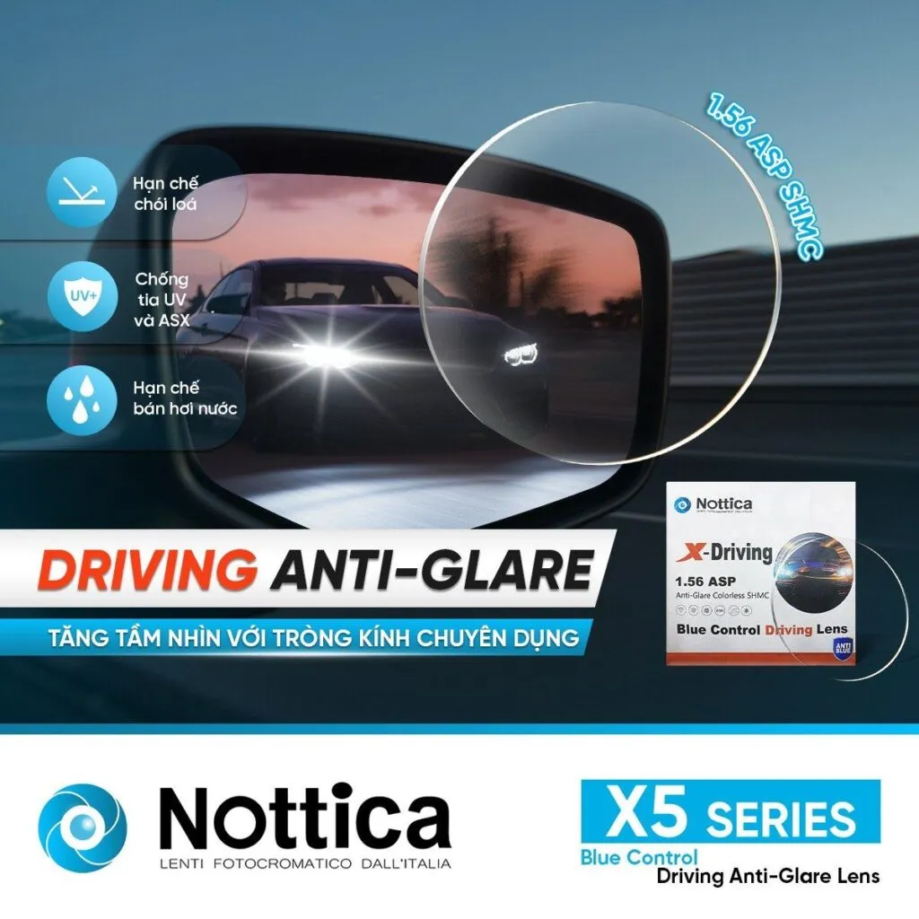 Tròng kính Nottica X5 Driving Anti-Glare hỗ trợ lái xe ban đêm