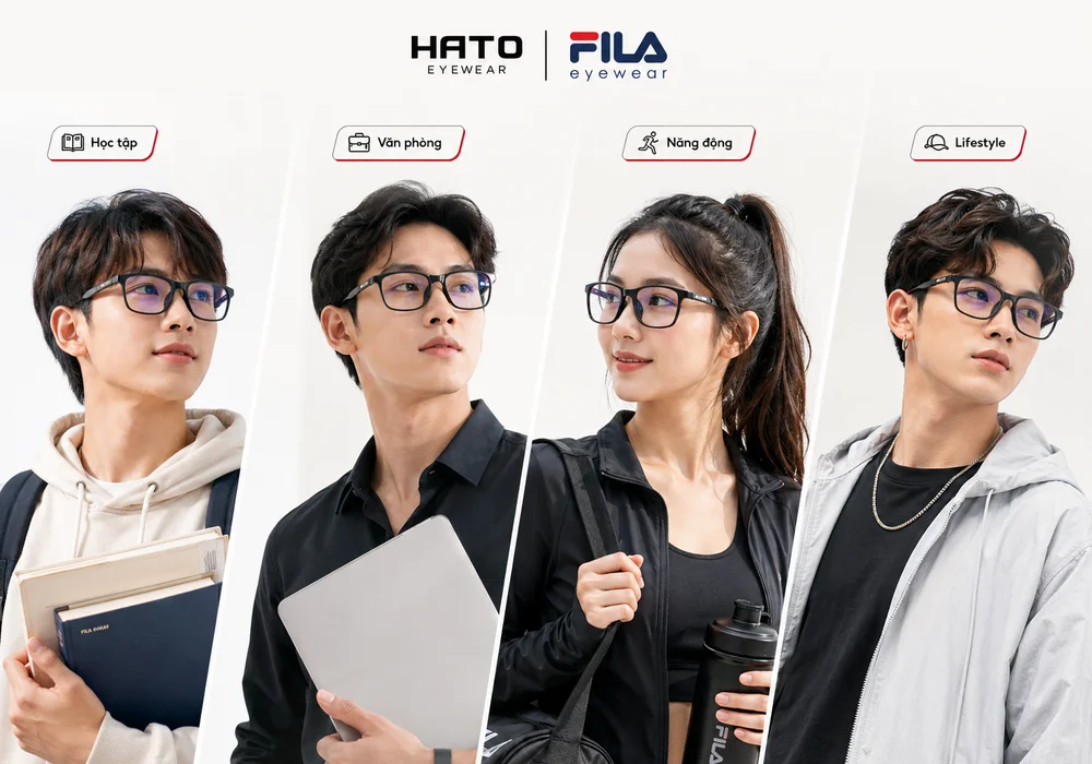 Ảnh minh họa các nhóm người nên chọn kính thể thao Fila, gồm học sinh sinh viên, dân văn phòng, người yêu vận động và phong cách lifestyle, phù hợp sử dụng hằng ngày tại Hato Eyewear.
