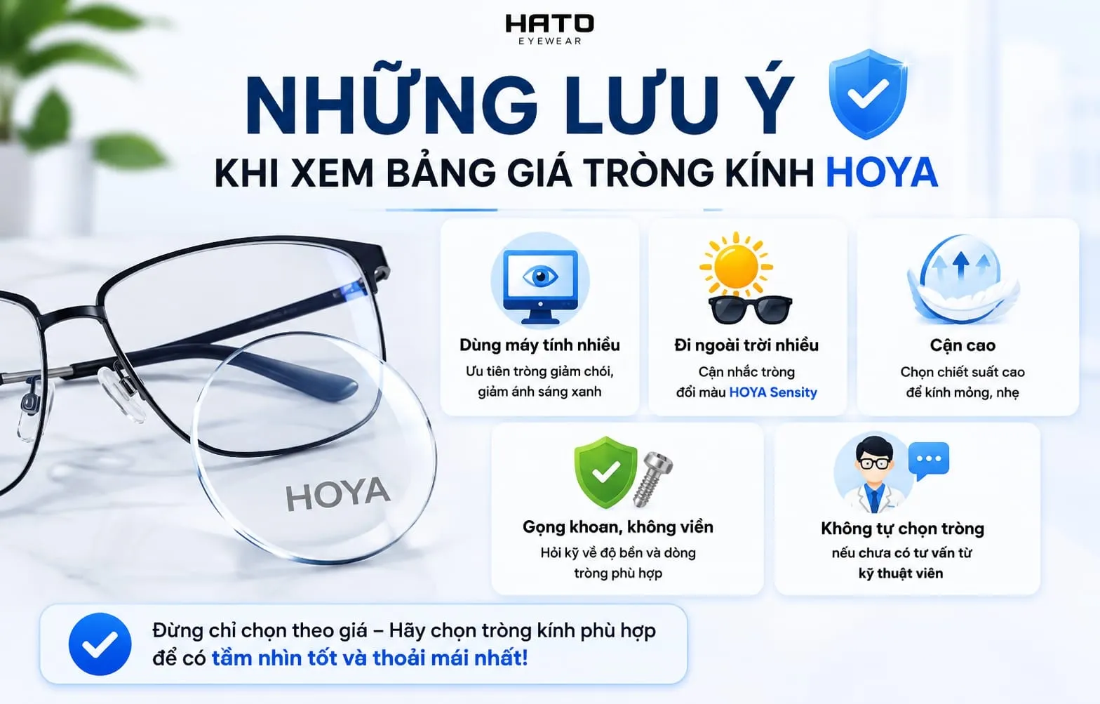 Những lưu ý khi xem bảng giá tròng kính HOYA tại HATO Eyewear