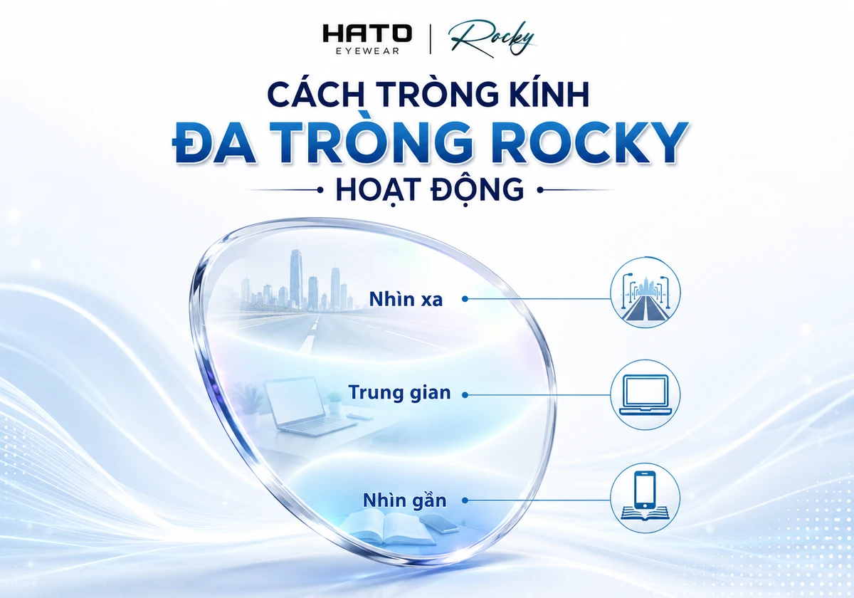 Cách tròng kính đa tròng Rocky hoạt động với 3 vùng nhìn xa, trung gian và nhìn gần