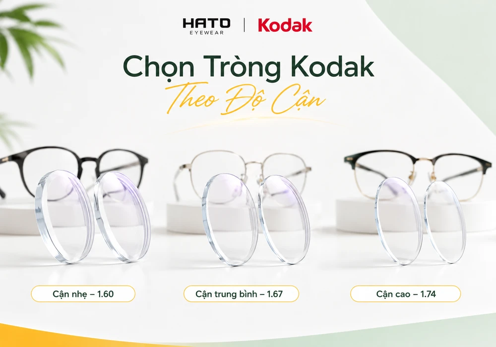 Chọn tròng Kodak theo độ cận 1.60 1.67 1.74 tại HATO Eyewear