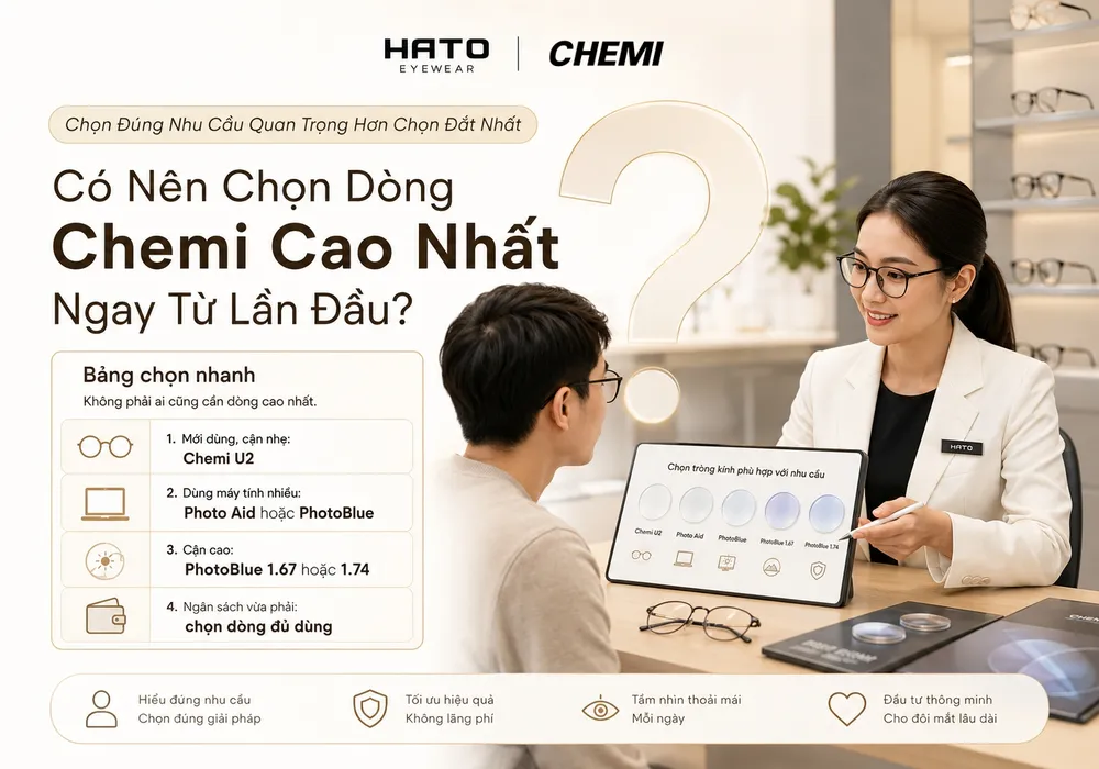 Tư vấn chọn tròng kính Chemi phù hợp theo nhu cầu thay vì chọn dòng cao nhất ngay từ lần đầu