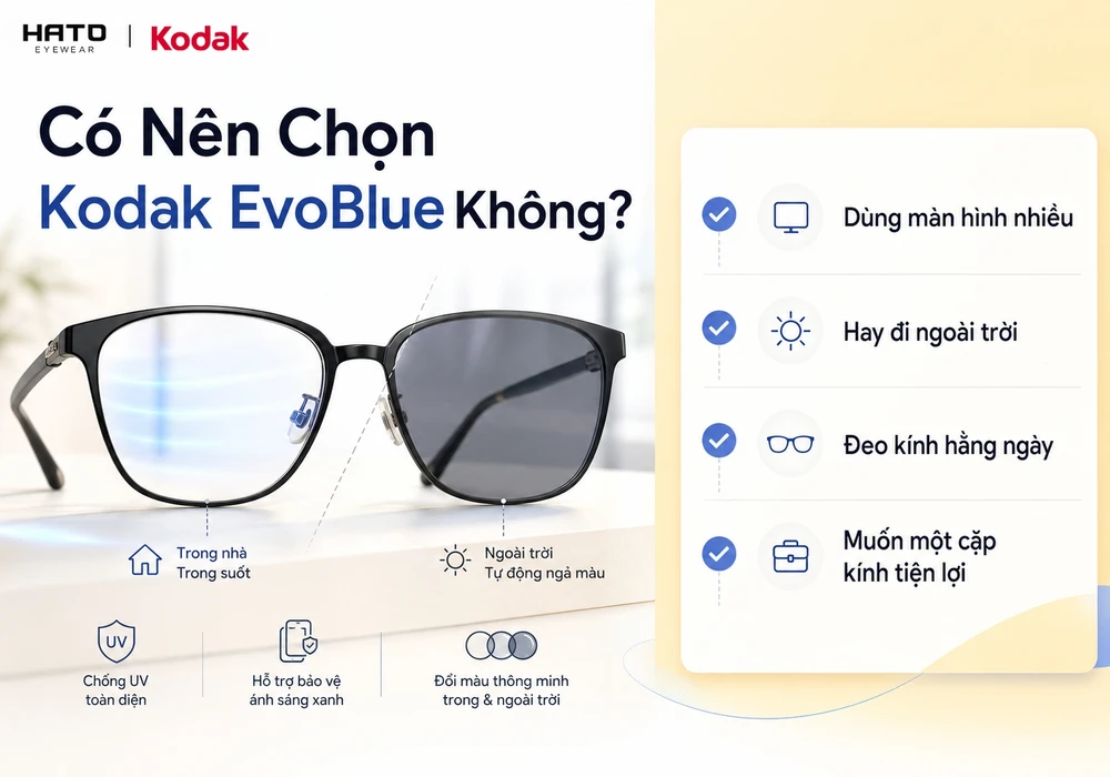 Có nên chọn Kodak EvoBlue không với checklist tư vấn cho người dùng màn hình nhiều, hay đi ngoài trời và đeo kính hằng ngày