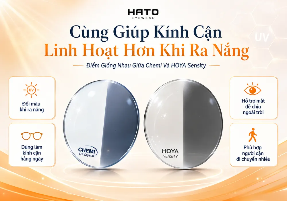 Điểm giống nhau giữa tròng kính đổi màu Chemi và HOYA Sensity khi ra nắng