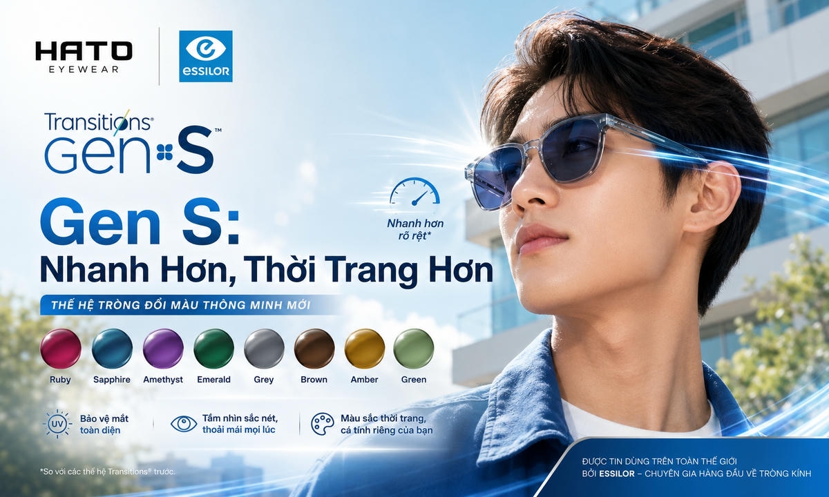 Ảnh minh họa blog về Essilor Transitions Gen S, thế hệ tròng kính đổi màu mới với khả năng đổi màu nhanh, phong cách trẻ trung, thời trang và phù hợp sử dụng ngoài trời.