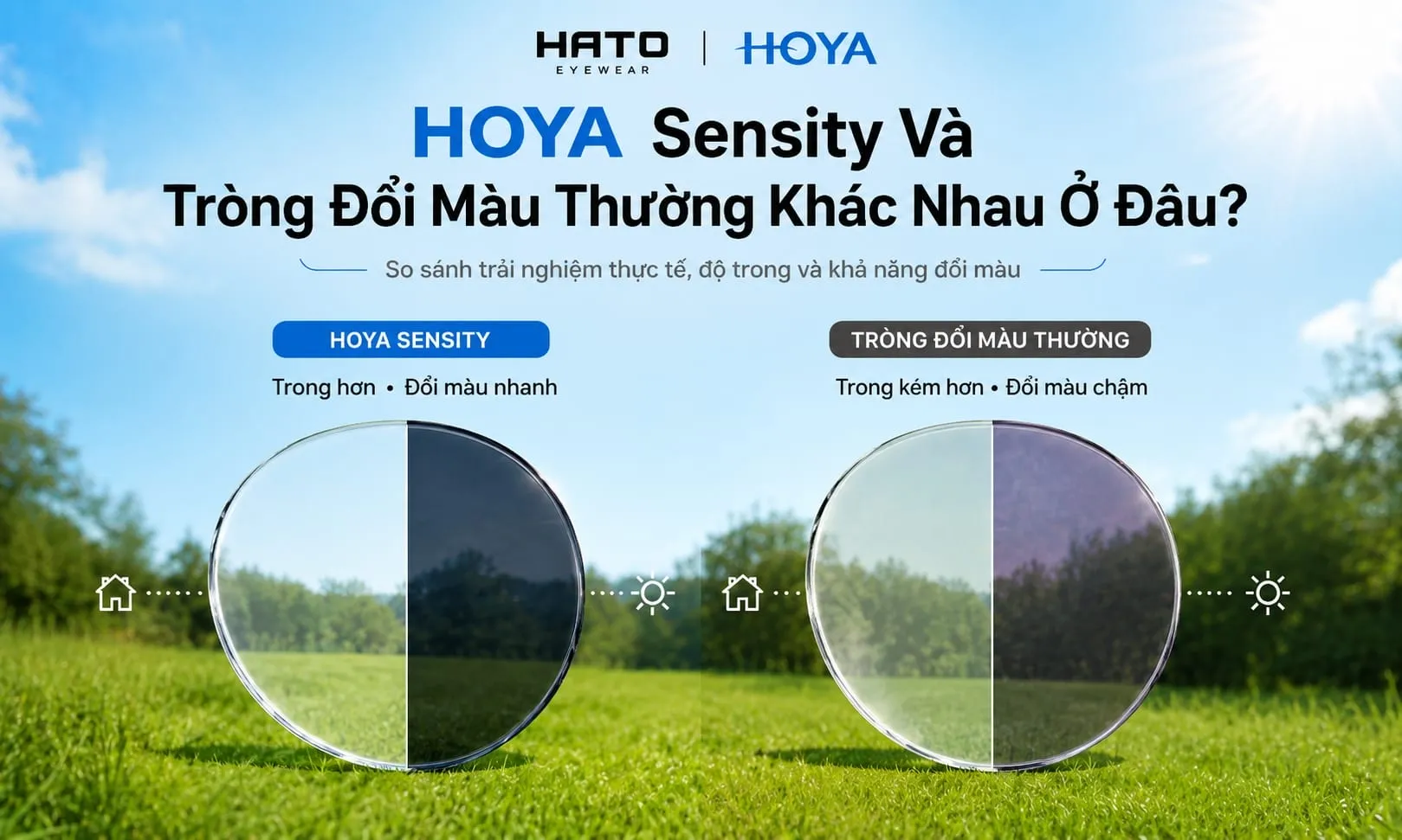 HOYA Sensity Và Tròng Đổi Màu Thường Khác Nhau Ở Đâu?