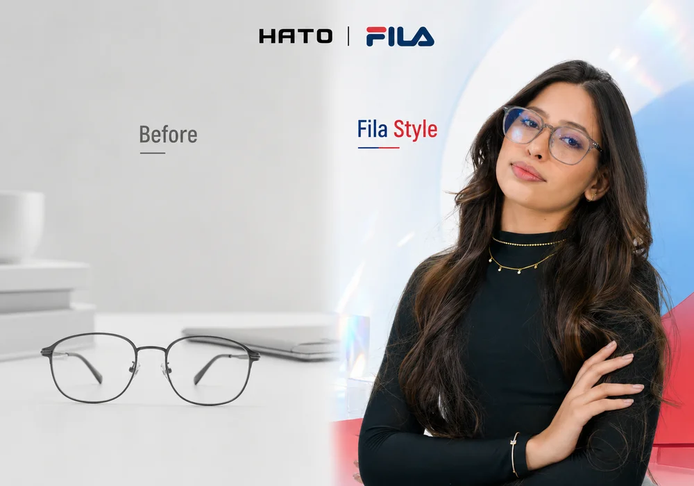 Kính cận Fila Style tại Hato Eyewear mang thiết kế trẻ trung, hiện đại, giúp gương mặt nổi bật và dễ phối cùng nhiều outfit hằng ngày.