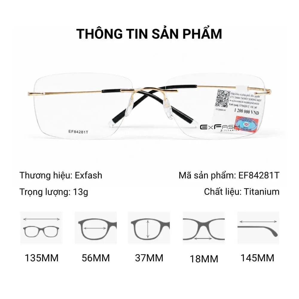 ExFash EF84281T Kính Không Gọng - Tem Chính Hãng 101