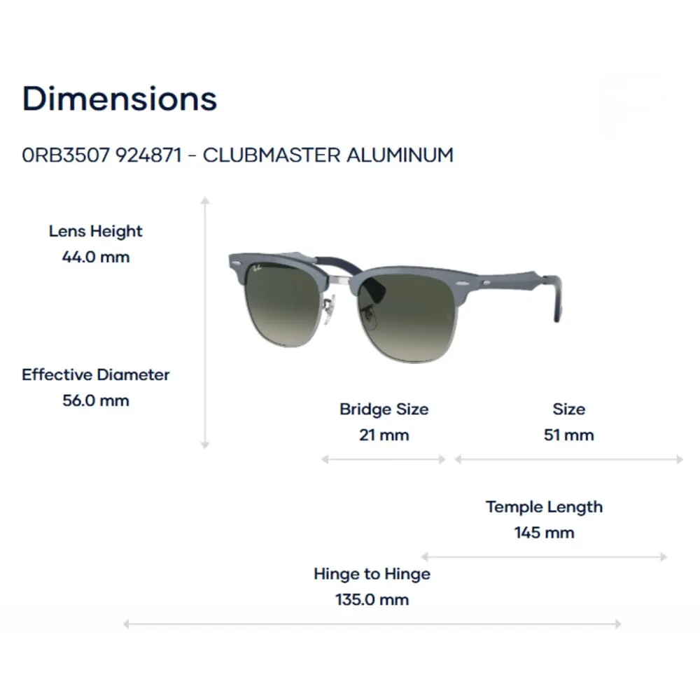 Ray-Ban Clubmaster Aluminum 0RB3507 Kính Mát - Tem Chính Hãng Luxottica