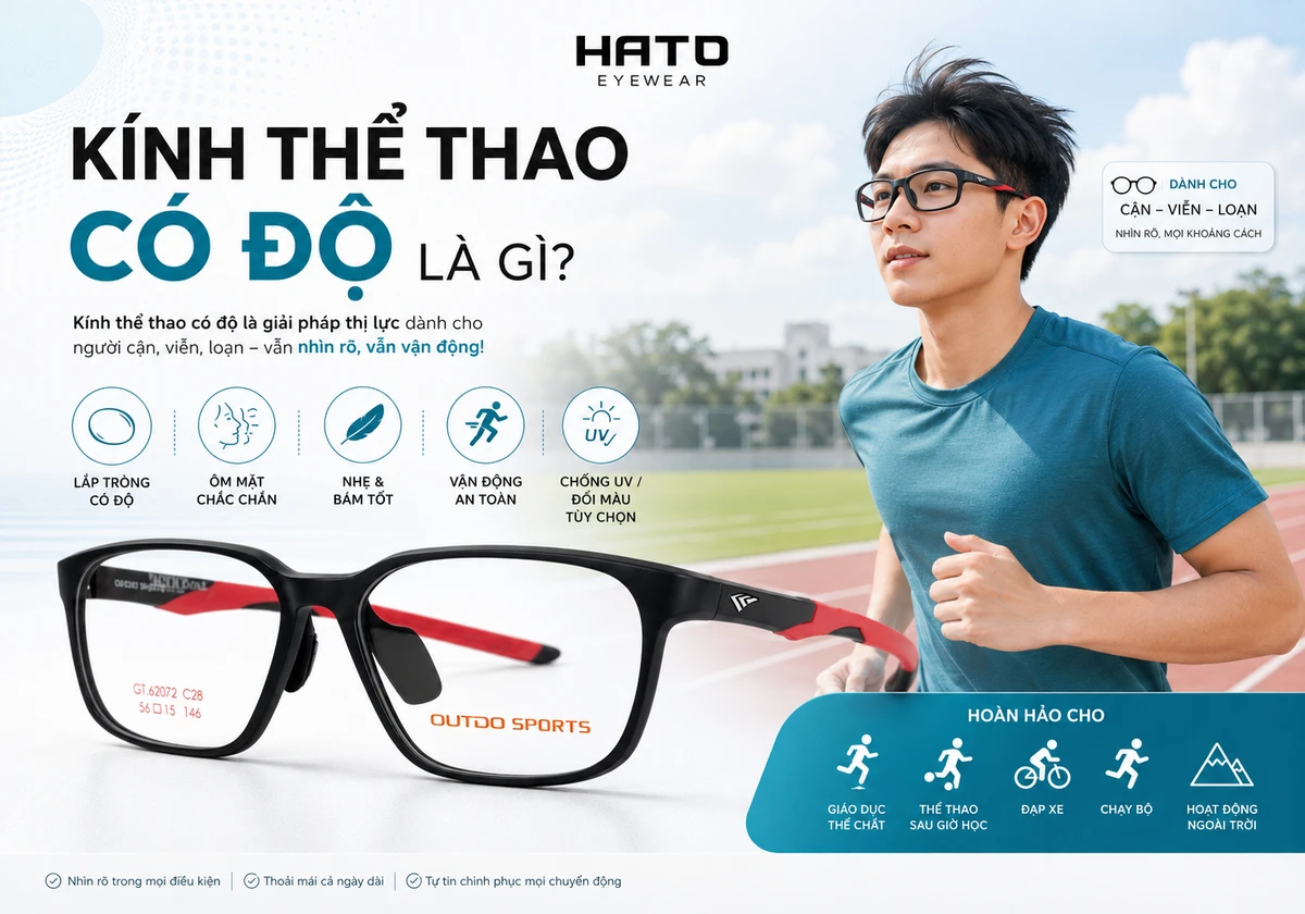 Kính thể thao có độ Hato Eyewear dành cho người cận, viễn, loạn khi vận động ngoài trời